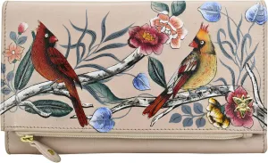 Anuschka Women's Handpainted Leather Three Fold Clutch-Flamboyant Flmingos
