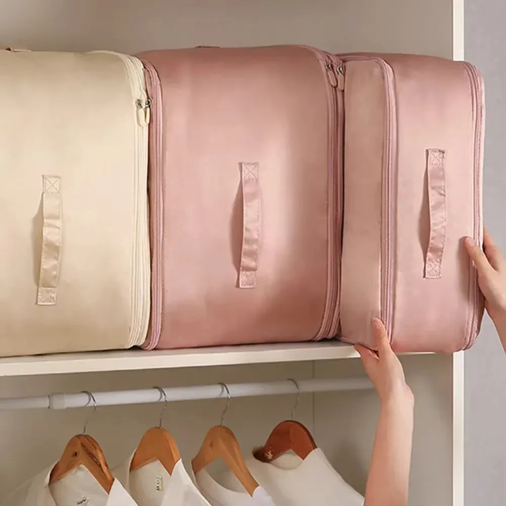 ANYHOUZ Storage Bag 1PC Beige Multifunctional Self Compression and Ultra Space Saving Organizer For Quilts And Clothes