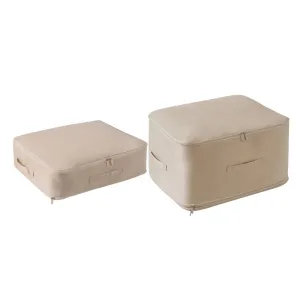 ANYHOUZ Storage Bag 1PC Beige Multifunctional Self Compression and Ultra Space Saving Organizer For Quilts And Clothes