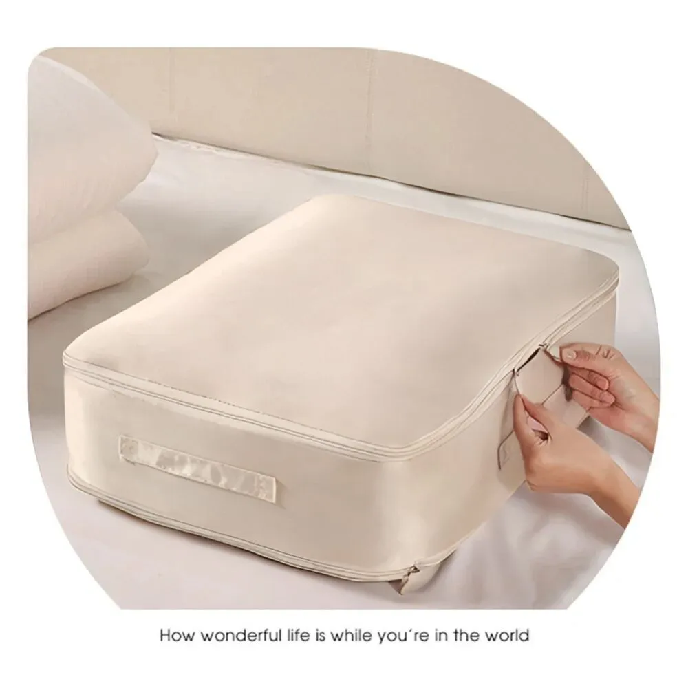 ANYHOUZ Storage Bag 1PC Beige Multifunctional Self Compression and Ultra Space Saving Organizer For Quilts And Clothes