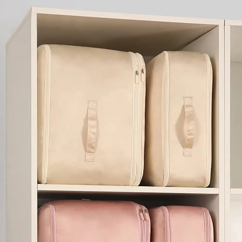 ANYHOUZ Storage Bag 1PC Beige Multifunctional Self Compression and Ultra Space Saving Organizer For Quilts And Clothes