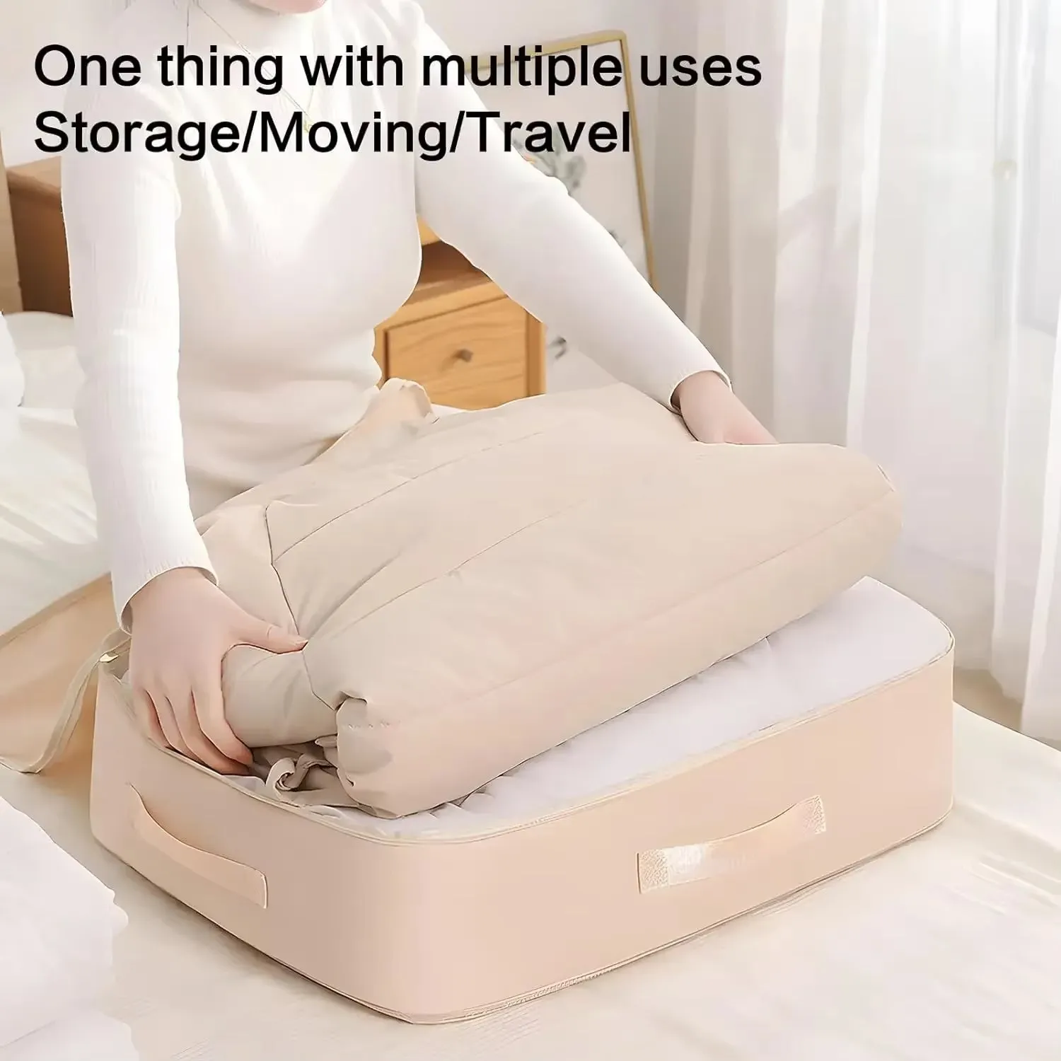 ANYHOUZ Storage Bag Set 3PCS Packing Cubes Ultra Space Saving Self Compression Quilt Organizer