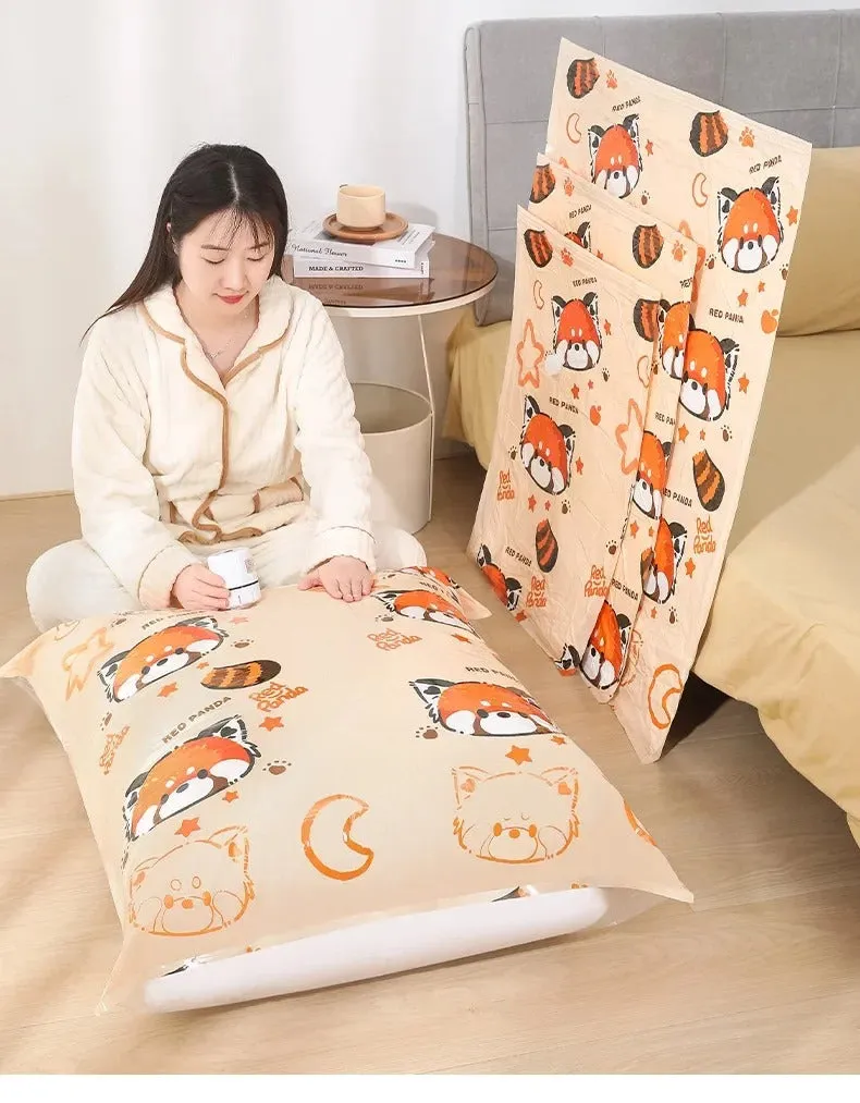 ANYHOUZ Vacuum Storage Bag 1PC Beige Printed Airtight Sealed Compression Space Saving Organizer