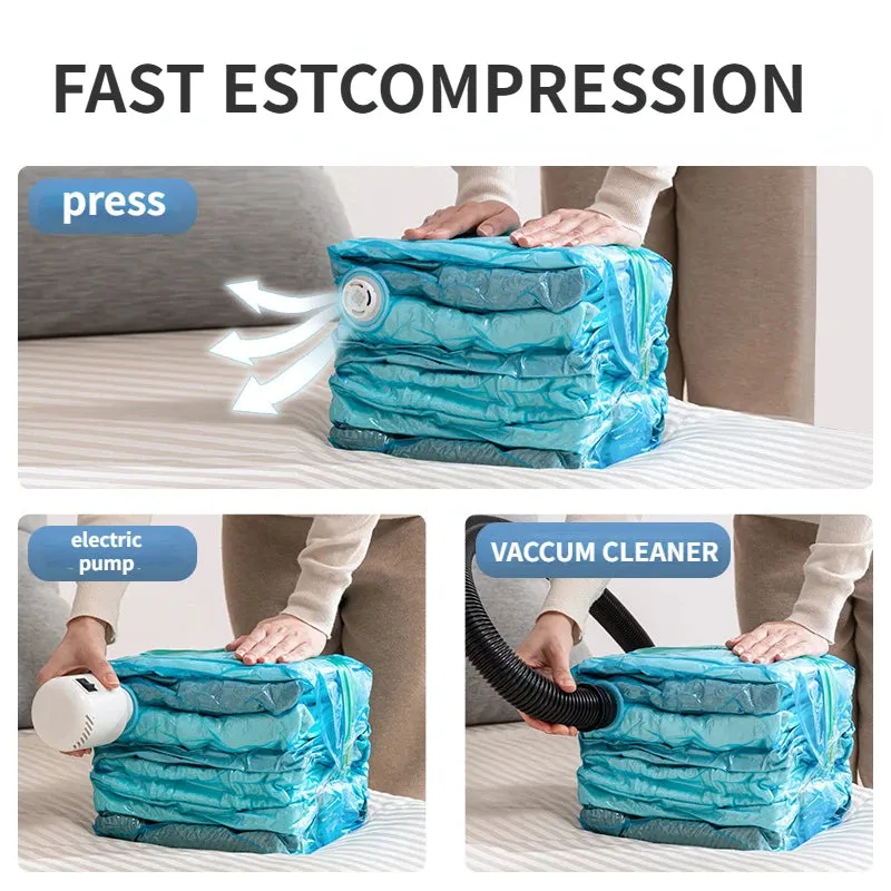 ANYHOUZ Vacuum Storage Bag 1PC Blue Airtight Sealed Compression Space Saving Organizer