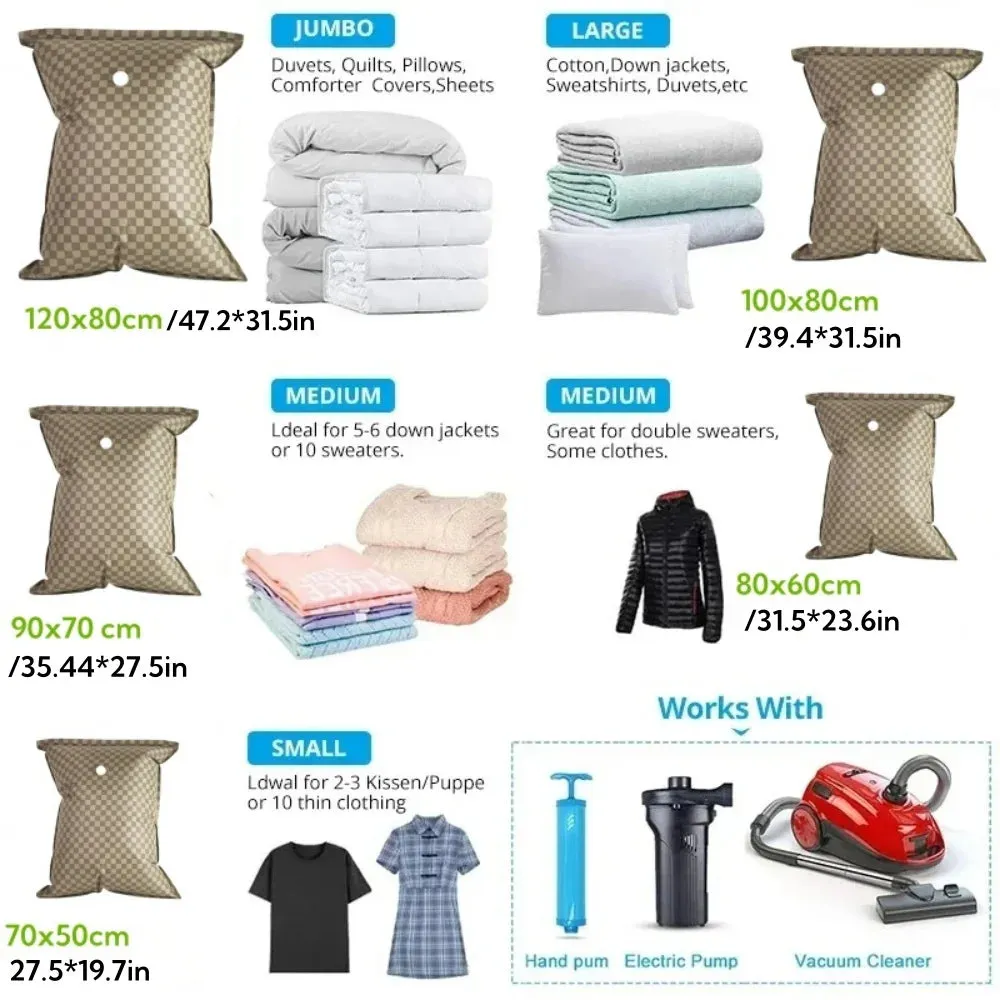 ANYHOUZ Vacuum Storage Bag 1PC Brown Airtight Oxford Fabric Compression Space Saving Organizer