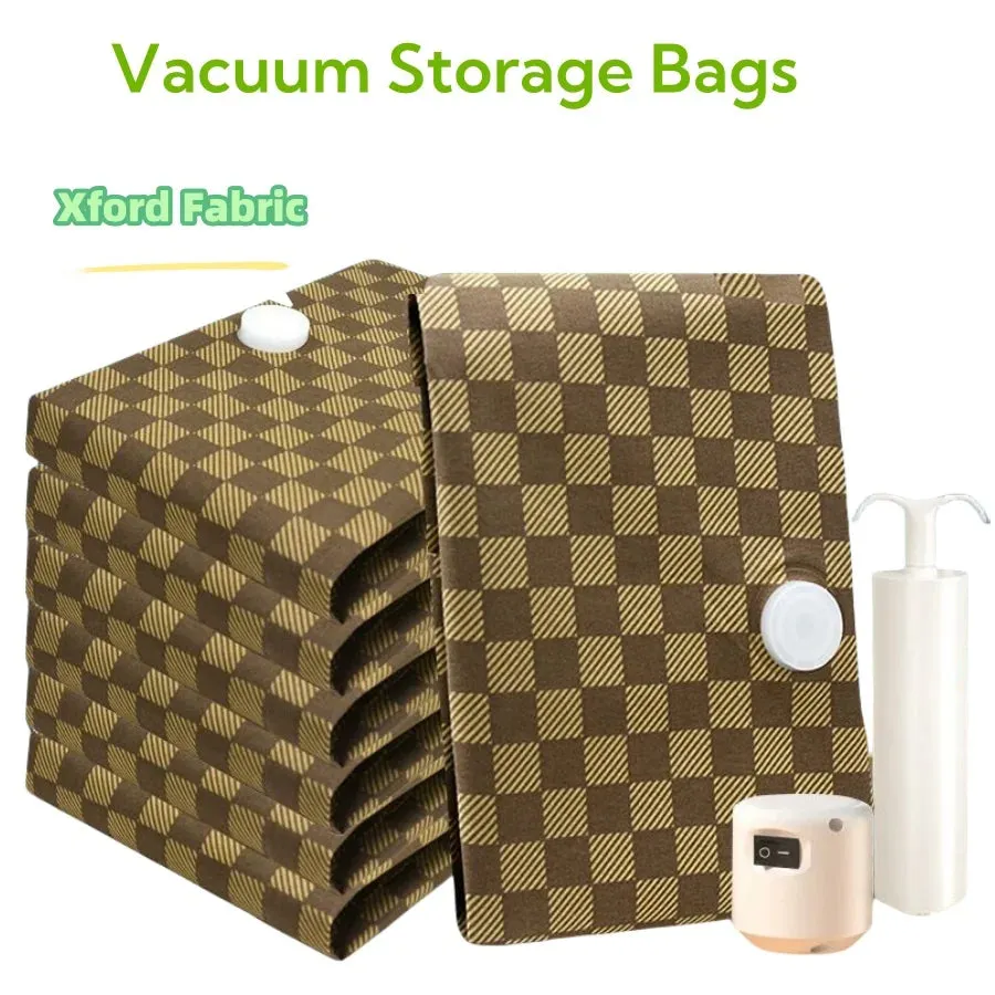 ANYHOUZ Vacuum Storage Bag 1PC Brown Airtight Oxford Fabric Compression Space Saving Organizer