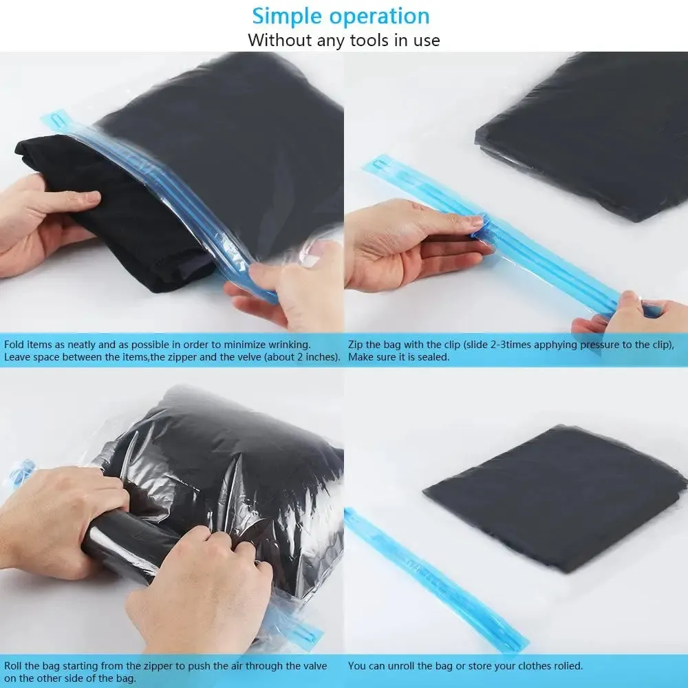 ANYHOUZ Vacuum Storage Bag 3PC Airtight Sealed Roll Up Compression Space Saving Organizer