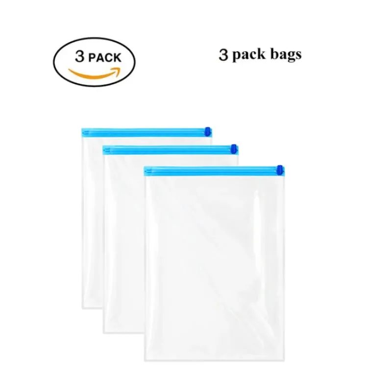 ANYHOUZ Vacuum Storage Bag 3PC Airtight Sealed Roll Up Compression Space Saving Organizer