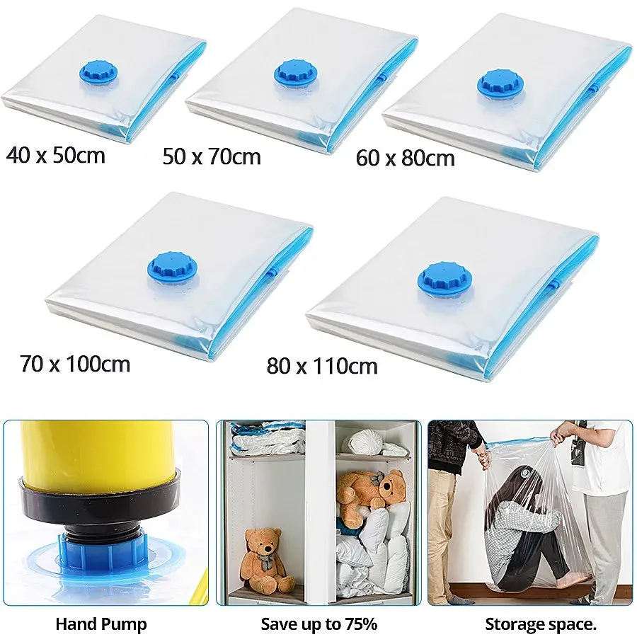ANYHOUZ Vacuum Storage Bag 5 Pack Airtight Sealed Compression Space Saving Organizer