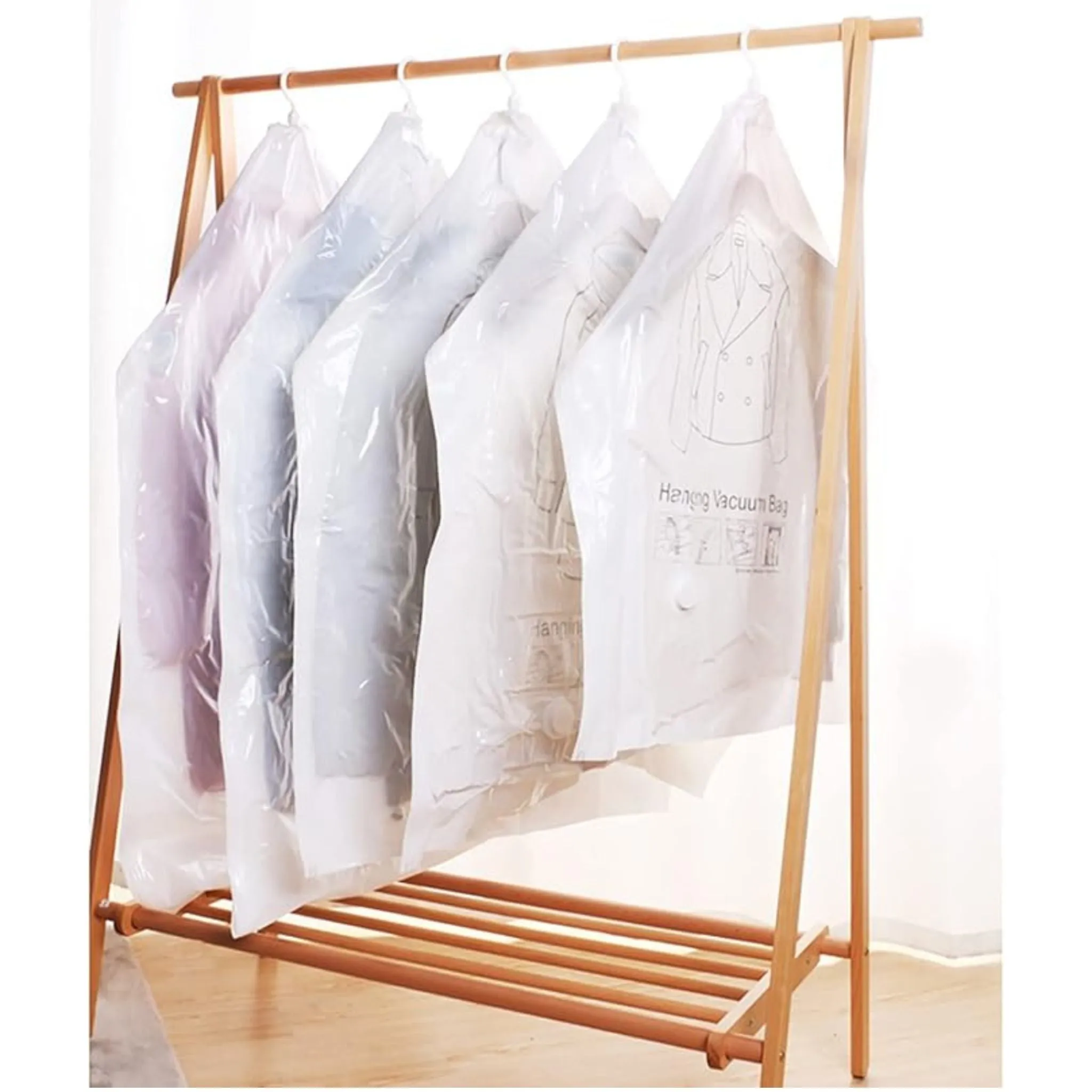 ANYHOUZ Vacuum Storage Bag With Pump 1PC Airtight Sealed Hanging Compression Space Saving Closet Organizer