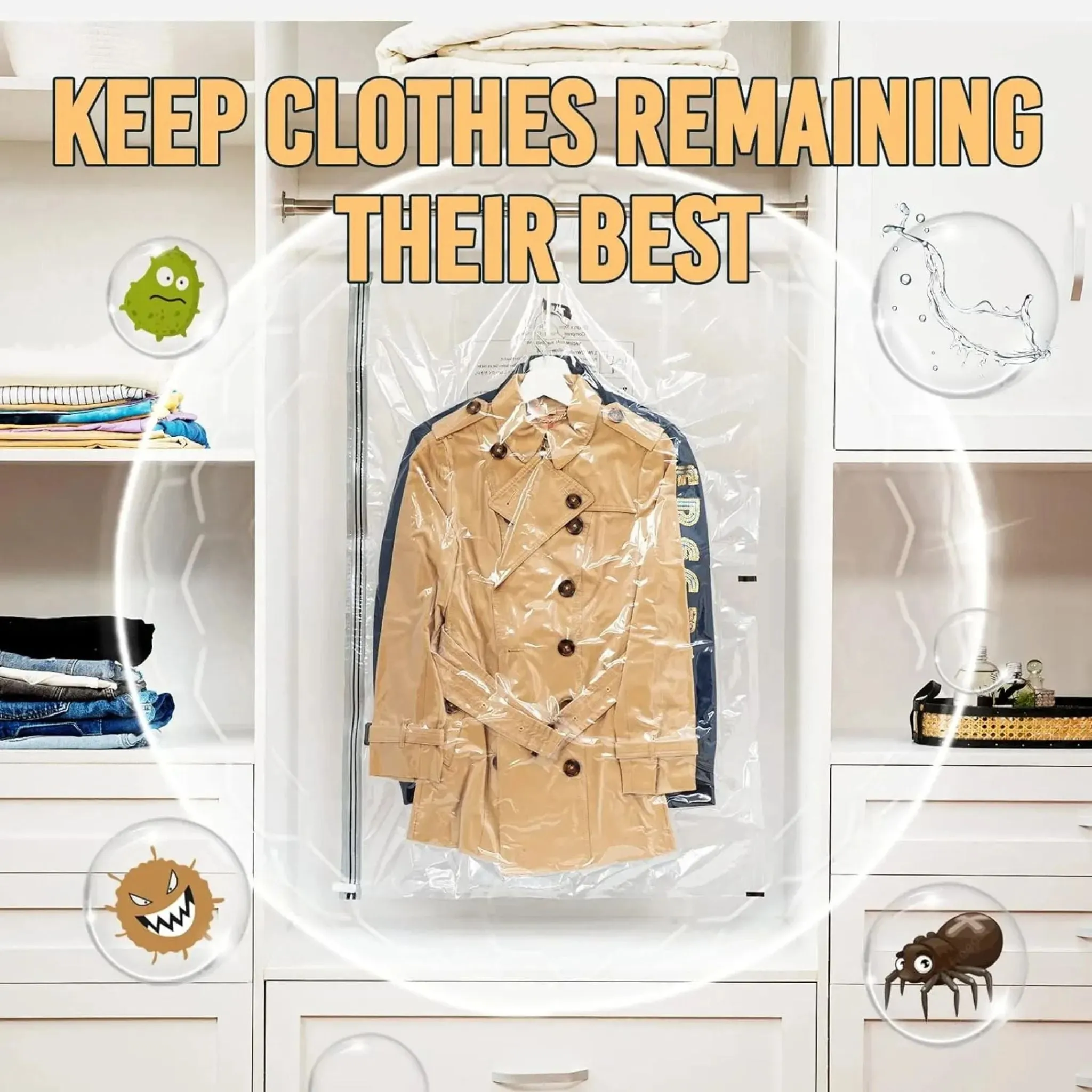 ANYHOUZ Vacuum Storage Bag With Pump 1PC Airtight Sealed Hanging Compression Space Saving Closet Organizer
