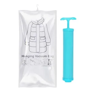 ANYHOUZ Vacuum Storage Bag With Pump 1PC Airtight Sealed Hanging Compression Space Saving Closet Organizer