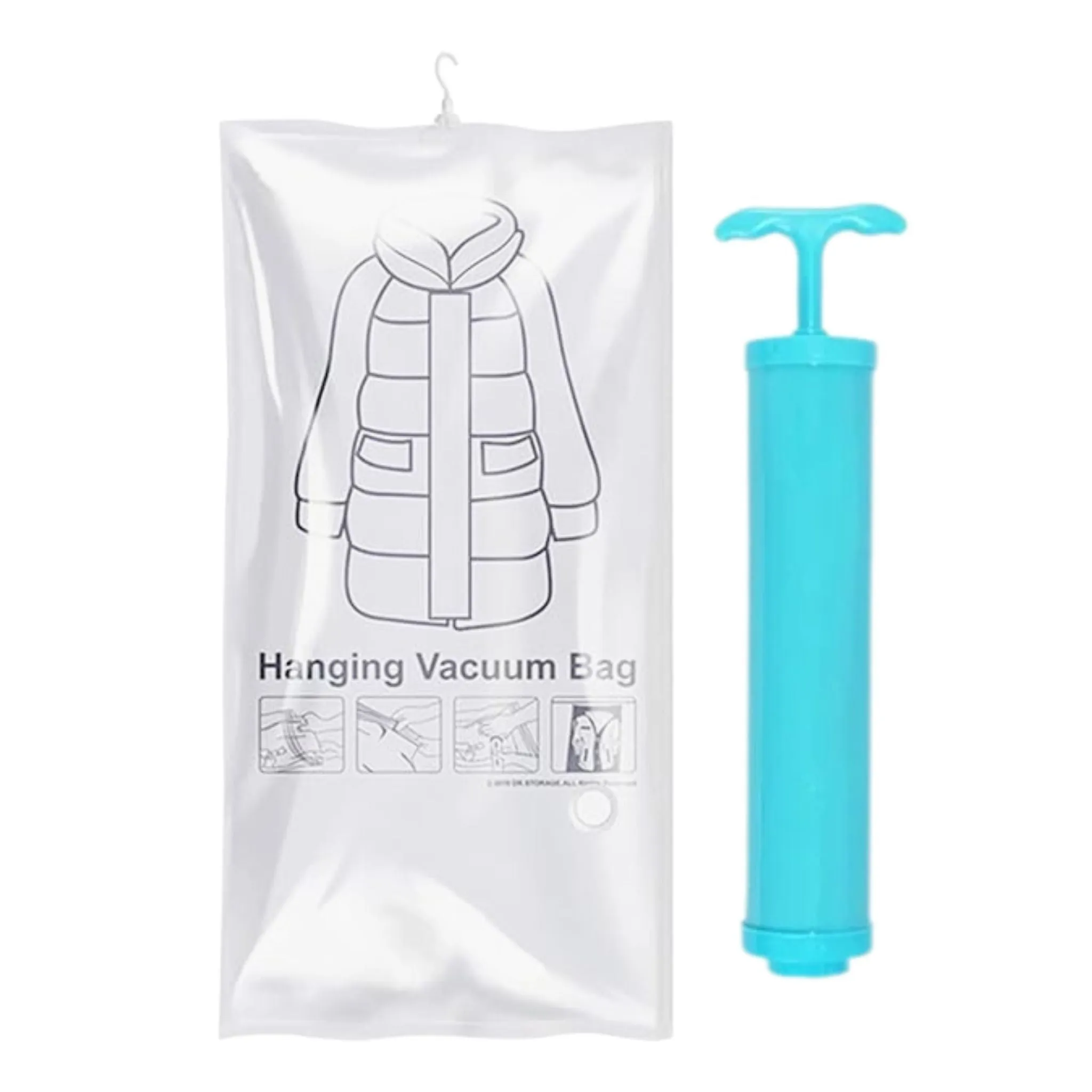 ANYHOUZ Vacuum Storage Bag With Pump 1PC Airtight Sealed Hanging Compression Space Saving Closet Organizer