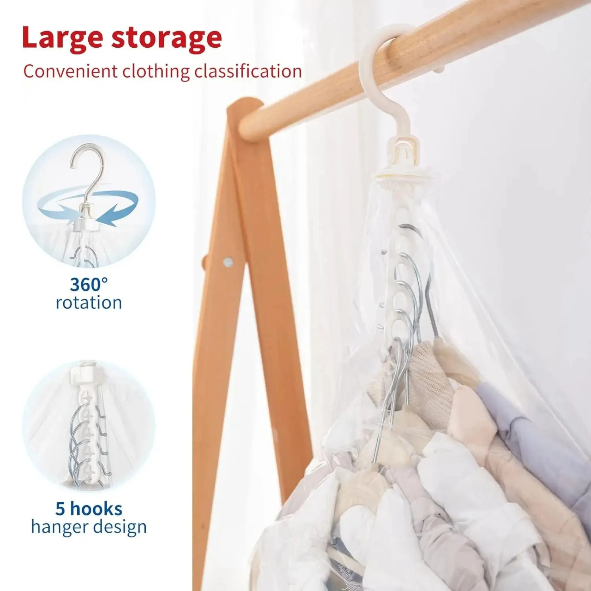 ANYHOUZ Vacuum Storage Bag With Pump 1PC Airtight Sealed Hanging Compression Space Saving Closet Organizer