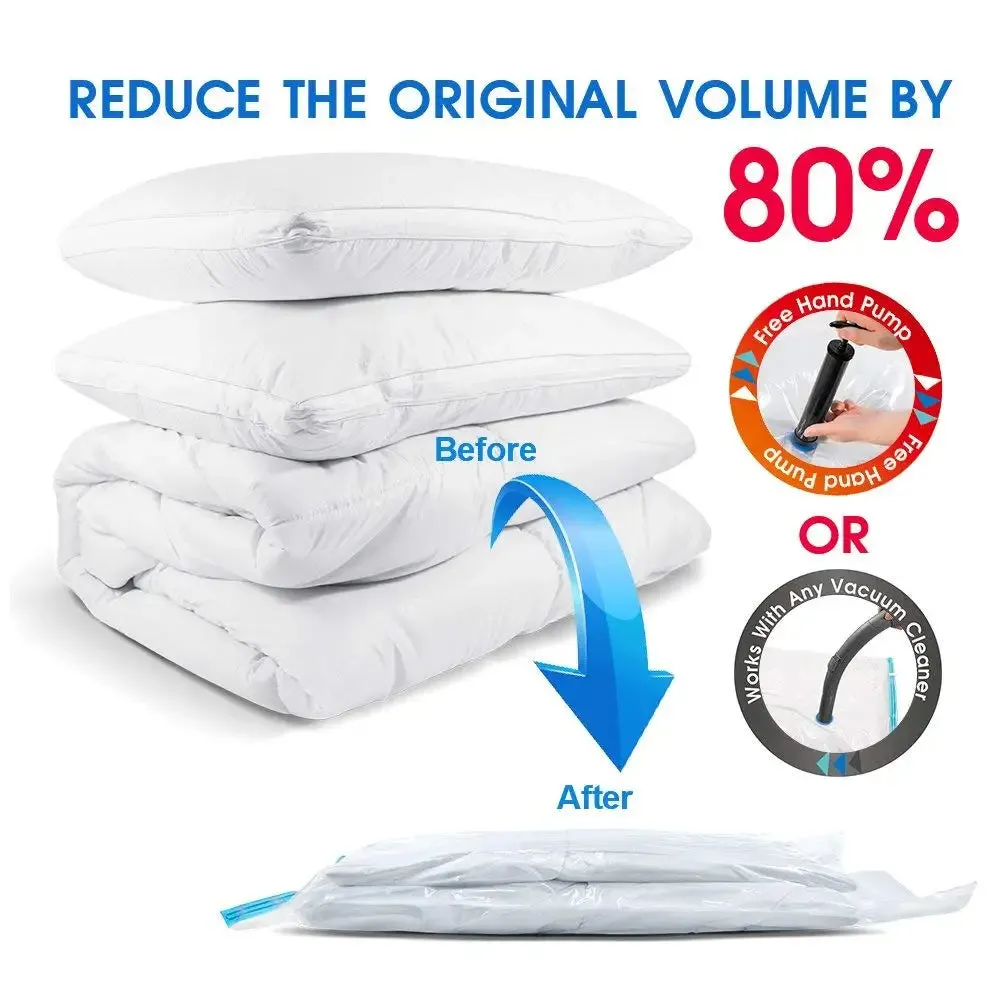 ANYHOUZ Vacuum Storage Bag With Pump 3 Pack Airtight Sealed Compression Space Saving Organizer