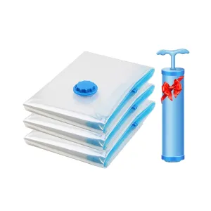 ANYHOUZ Vacuum Storage Bag With Pump 3 Pack Airtight Sealed Compression Space Saving Organizer