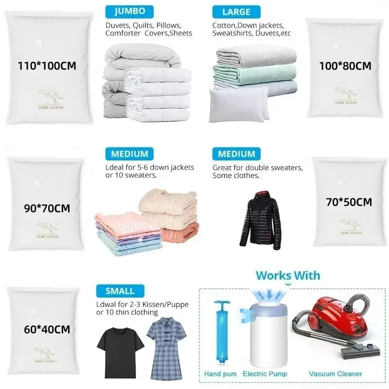 ANYHOUZ Vacuum Storage Bags 1PC White Fabric Airtight Compression Space Saving Organizer