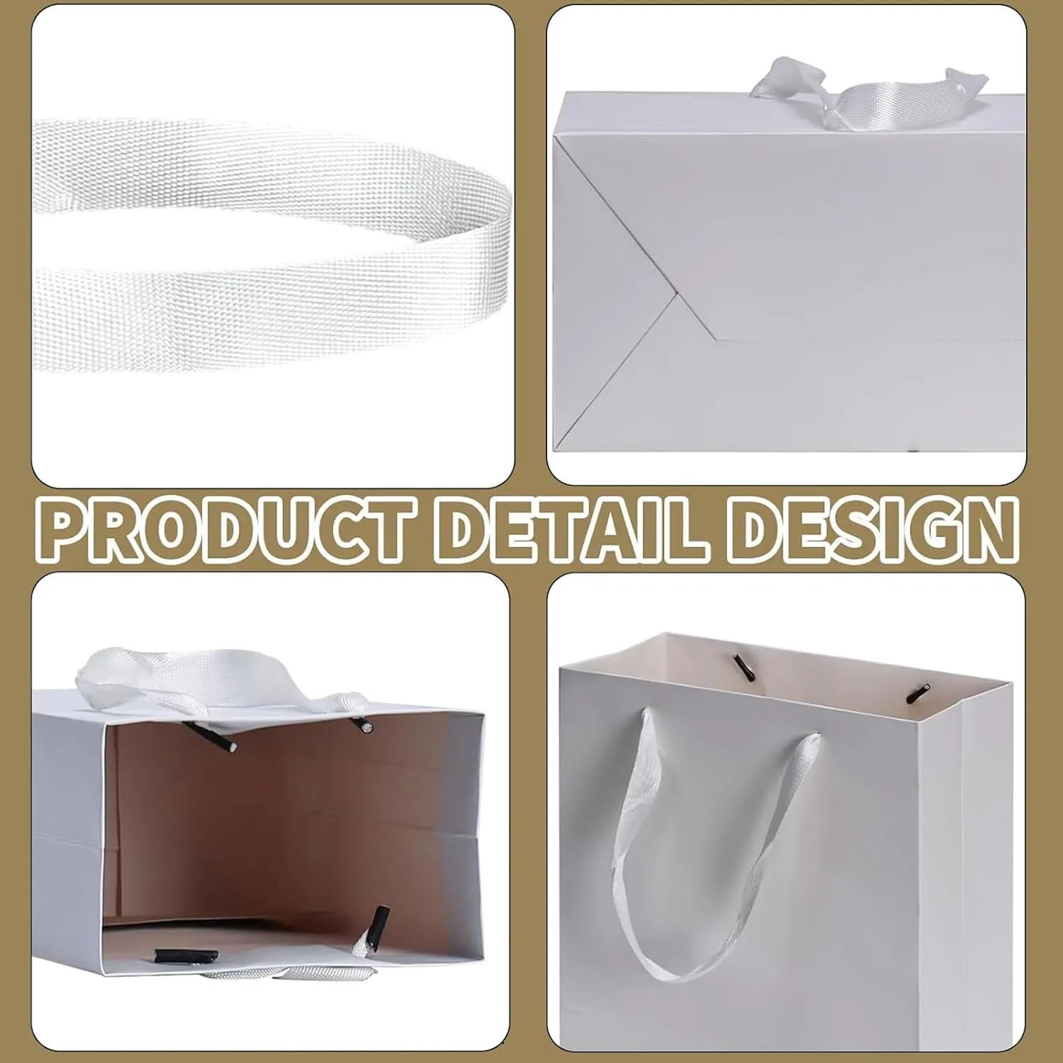 Aosric White Gift Bags with Handles, 20 Pcs 5"x3"x8" Durable, Reusable, Foldable Small Cardstock Paper Bags for Party Favors, Christmas, Baby Shower, Birthday, Wedding, Shopping, and Retail Use