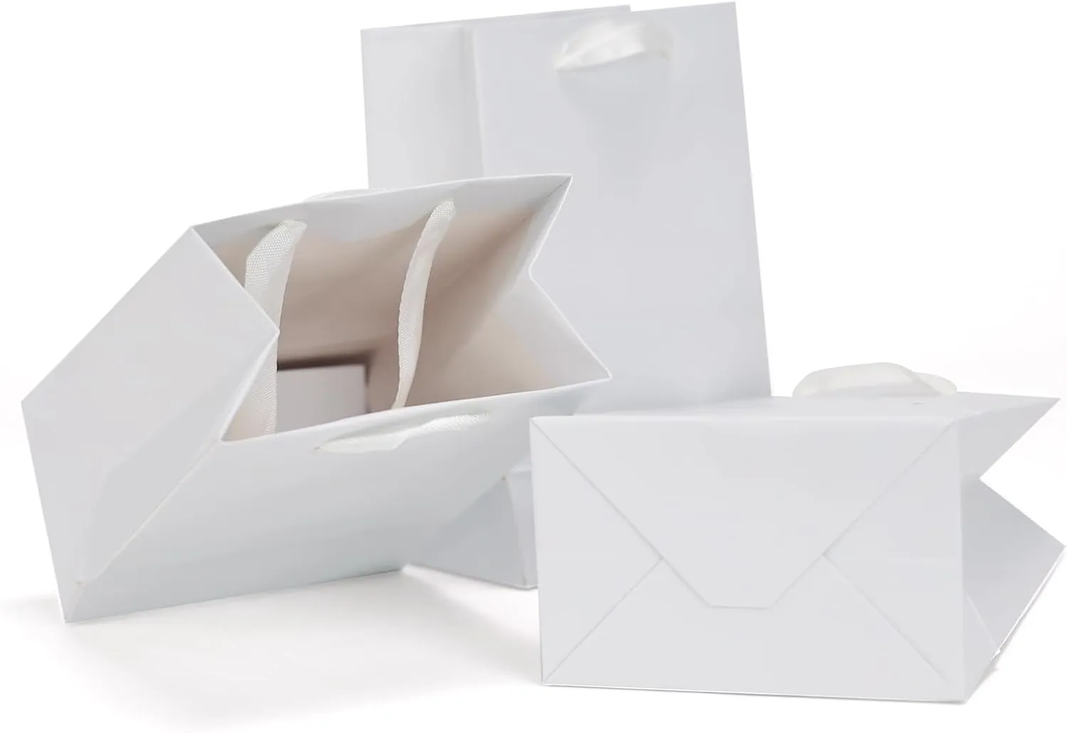 Aosric White Gift Bags with Handles, 20 Pcs 5"x3"x8" Durable, Reusable, Foldable Small Cardstock Paper Bags for Party Favors, Christmas, Baby Shower, Birthday, Wedding, Shopping, and Retail Use