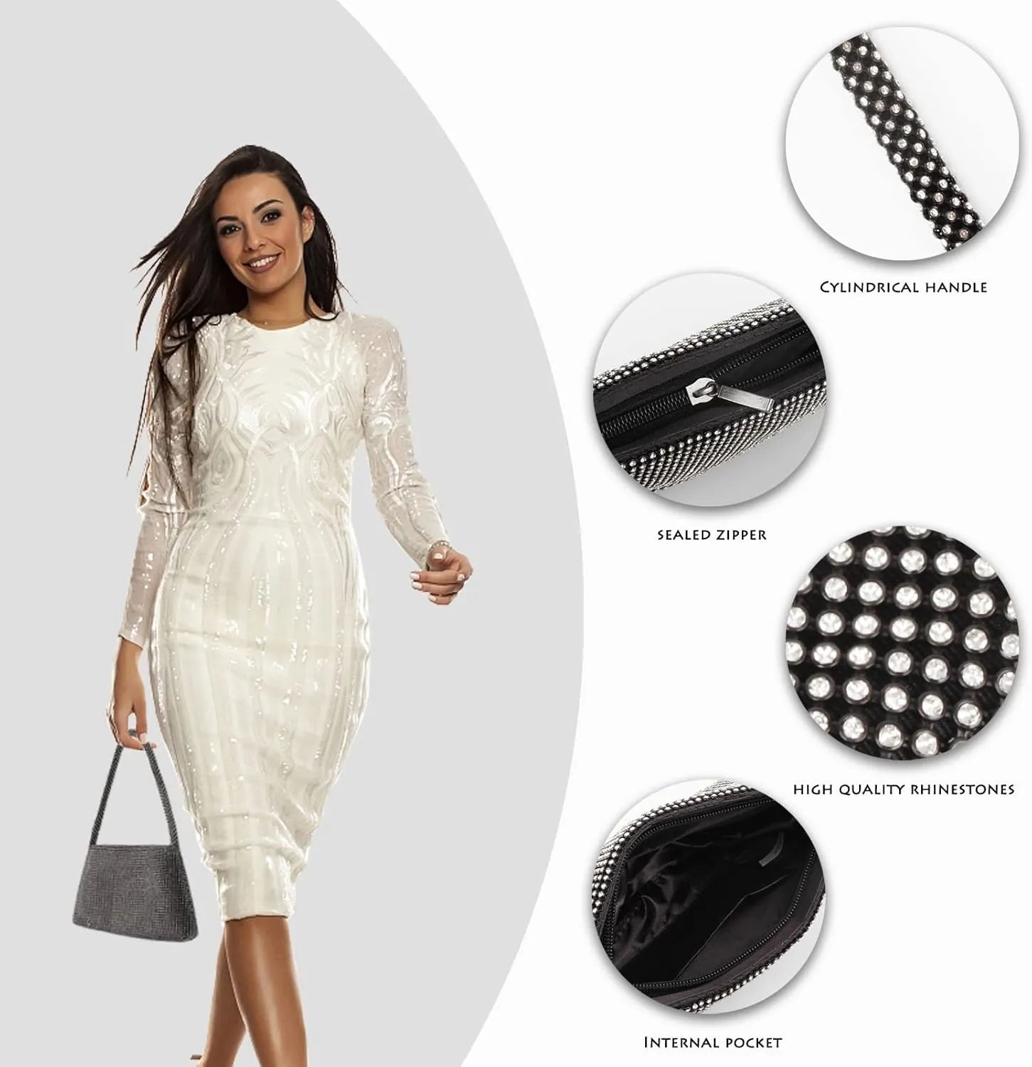 AOYUNHUI Hand Bags Purses for Women Rhinestone Bag Clutch Purses Party Wedding