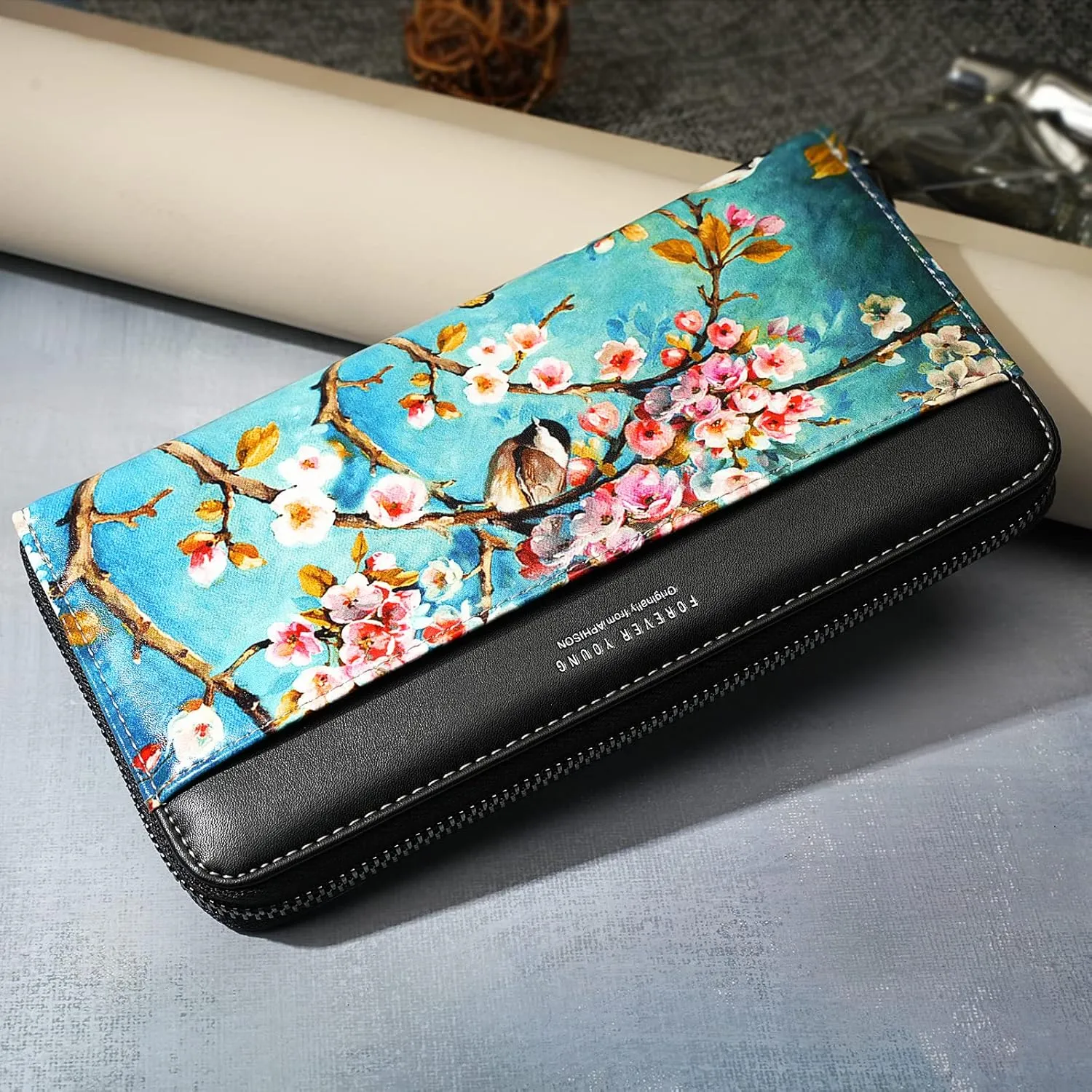 APHISON Wallet Women Large Capacity Clutch Purse For Ladies Card Holder RFID Wristlet Phone Zipper Coin Travel Pocket