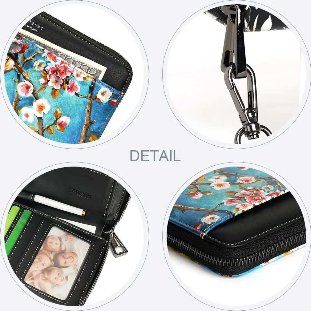 APHISON Wallet Women Large Capacity Clutch Purse For Ladies Card Holder RFID Wristlet Phone Zipper Coin Travel Pocket
