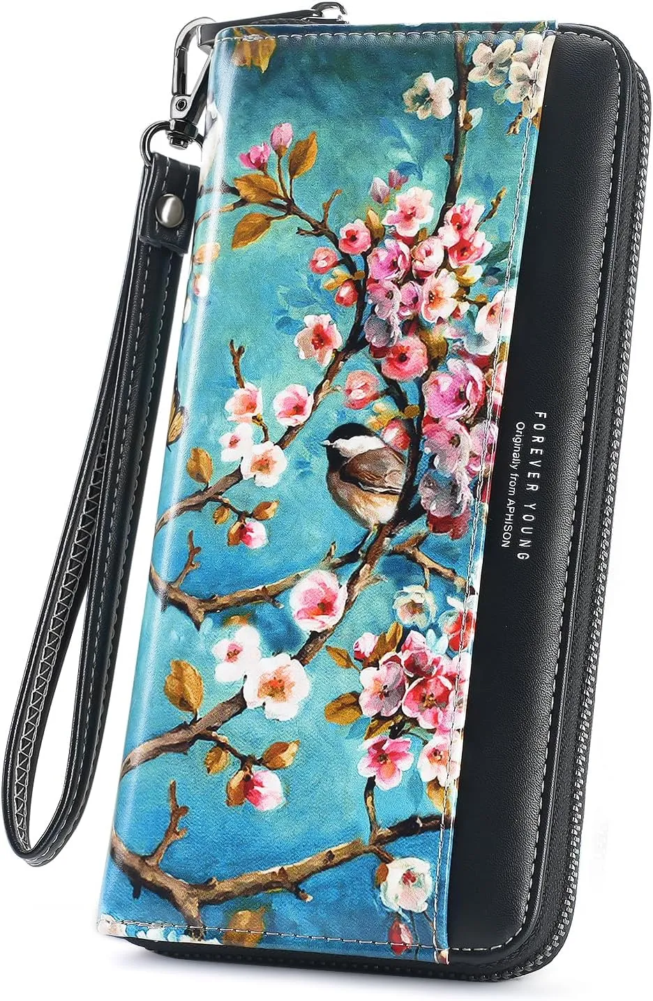 APHISON Wallet Women Large Capacity Clutch Purse For Ladies Card Holder RFID Wristlet Phone Zipper Coin Travel Pocket