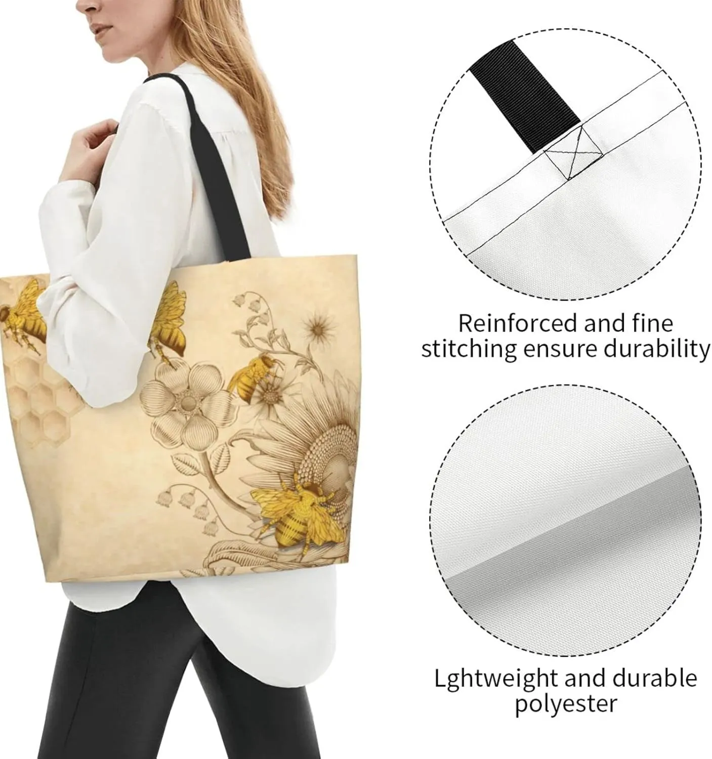 aportt Reusable Grocery Bag Large Shopping Tote Bag with Strong Handle Eco-Friendly