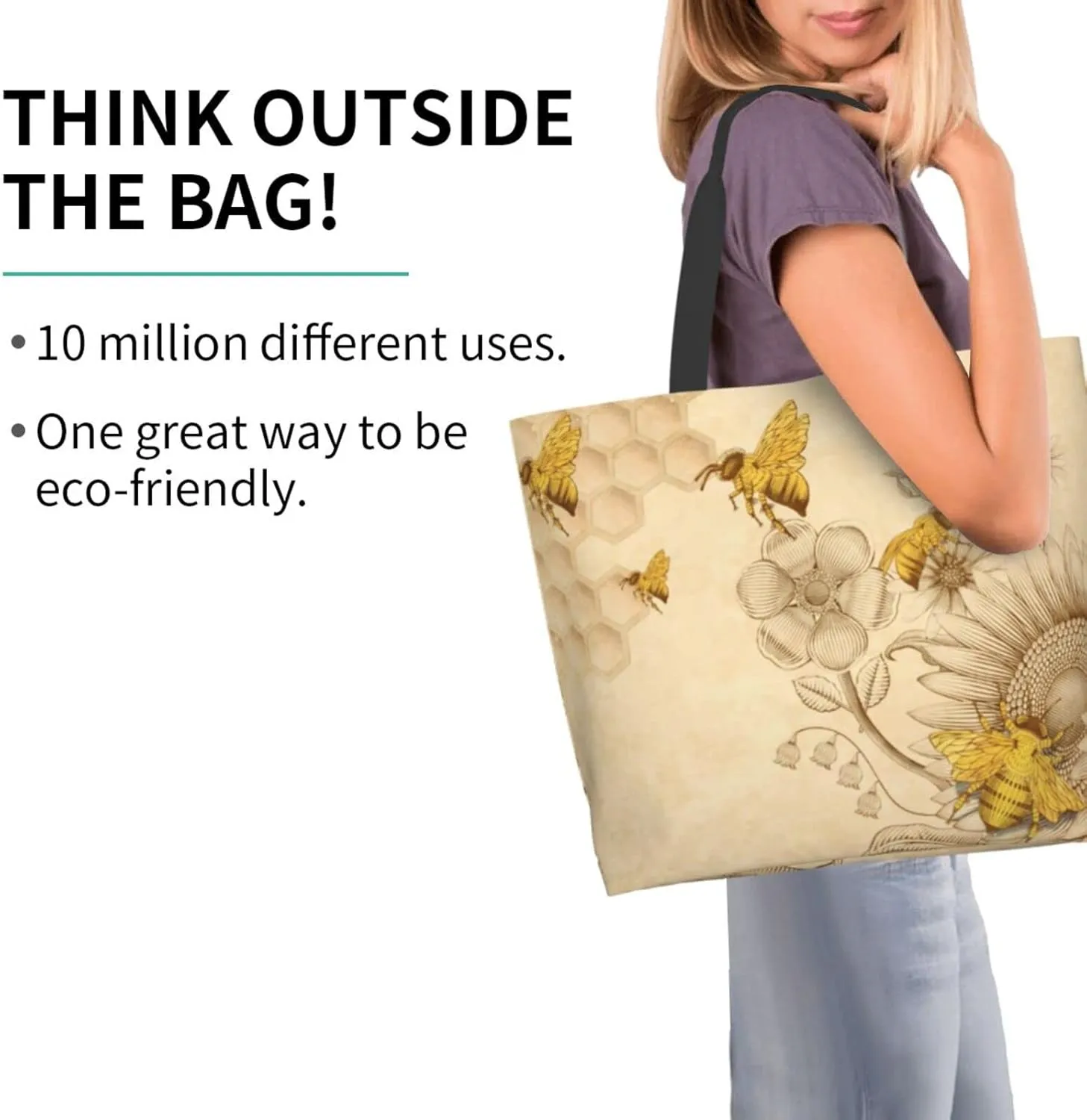 aportt Reusable Grocery Bag Large Shopping Tote Bag with Strong Handle Eco-Friendly