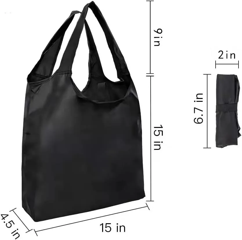 Aricsen 10 Pack 15x4.5x15 Inch Mixed Color Reusable Grocery Bags with Handles Bulk Heavy Duty, Shopping Foldable Kitchen Bags Large Machine Washable for Pocket Nylon Tote, Polyester Cloth