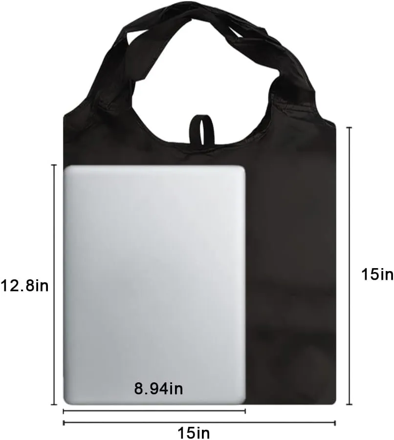 Aricsen 10 Pack 15x4.5x15 Inch Mixed Color Reusable Grocery Bags with Handles Bulk Heavy Duty, Shopping Foldable Kitchen Bags Large Machine Washable for Pocket Nylon Tote, Polyester Cloth