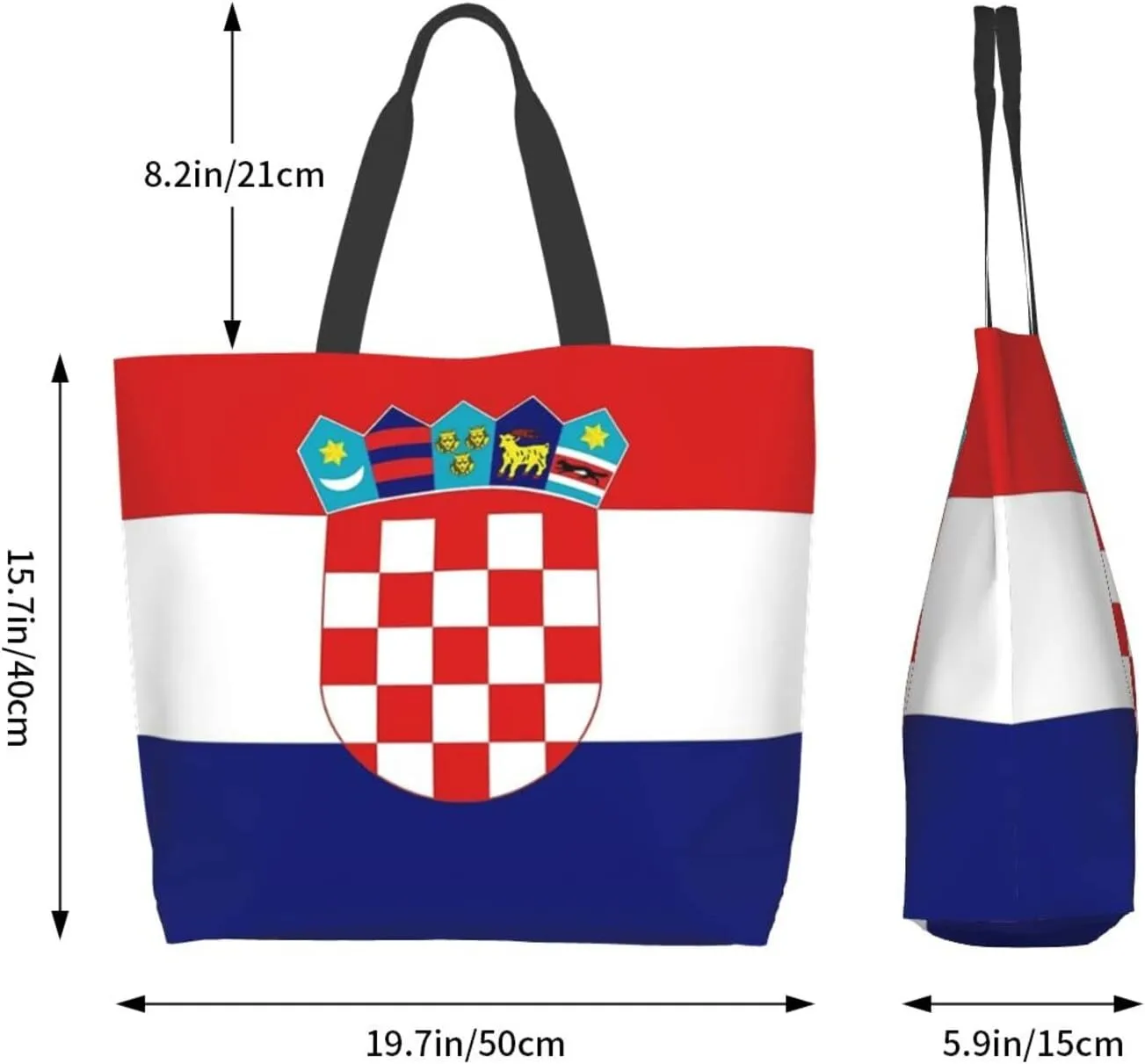 ASYG Cute Flag Tote Bag Large Women Casual Shoulder Bag Handbag Reusable Patriotic Shopping Grocery Bag