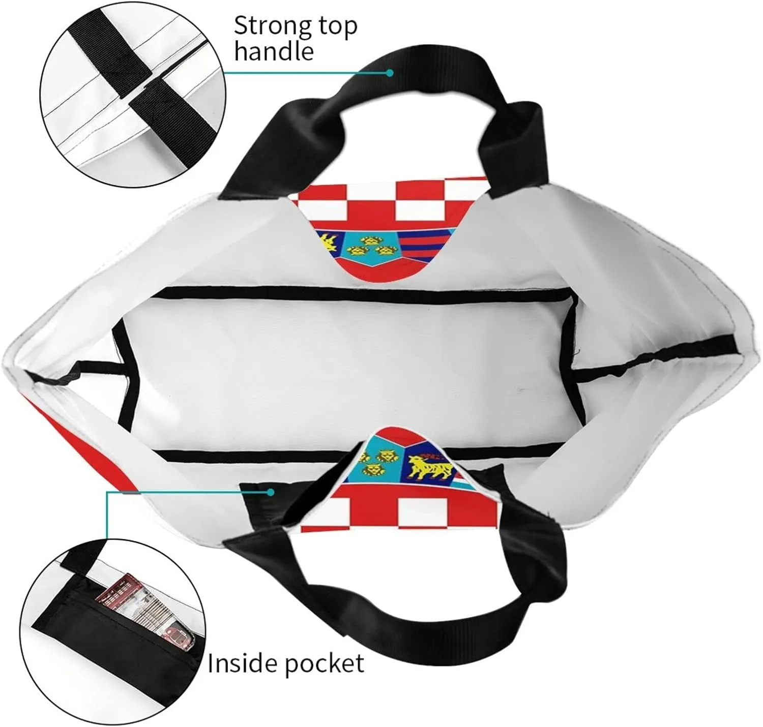ASYG Cute Flag Tote Bag Large Women Casual Shoulder Bag Handbag Reusable Patriotic Shopping Grocery Bag