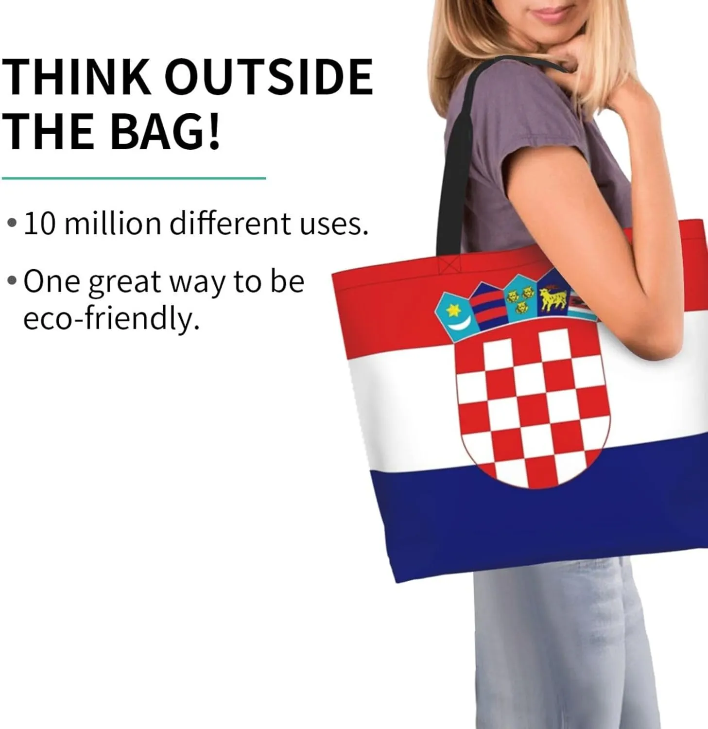 ASYG Cute Flag Tote Bag Large Women Casual Shoulder Bag Handbag Reusable Patriotic Shopping Grocery Bag