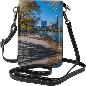 Austin Texas Crossbody Bag For Women Leather Cellphone Shoulder Purses Fashion Travel Designer Wallet, Black