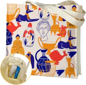 AUSVKAI Canvas Tote Bag Aesthetic for Women, Cute Reusable Bags with Pockets & Snaps for Beach Shopping College Gym Grocery