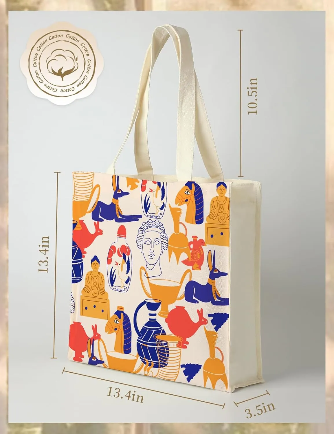 AUSVKAI Canvas Tote Bag Aesthetic for Women, Cute Reusable Bags with Pockets & Snaps for Beach Shopping College Gym Grocery