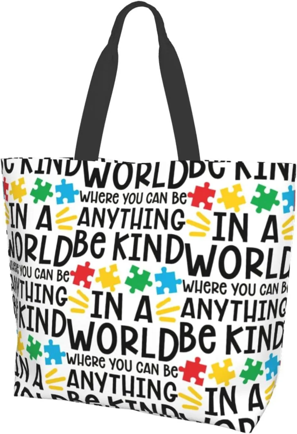 Autism Awareness Tote Bag Large Women Casual Autism Shoulder Bag Handbag Reusable Shopping Grocery Bags