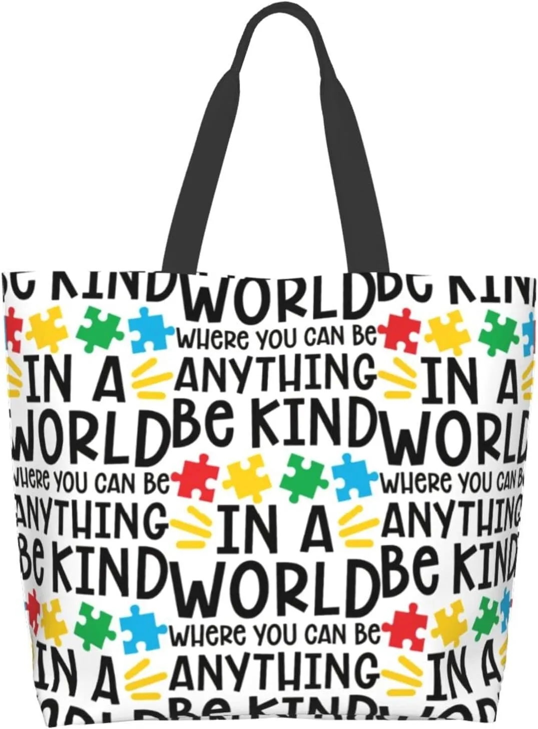 Autism Awareness Tote Bag Large Women Casual Autism Shoulder Bag Handbag Reusable Shopping Grocery Bags