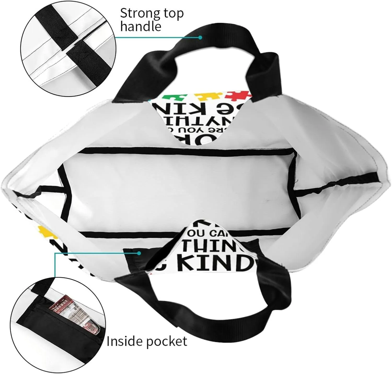 Autism Awareness Tote Bag Large Women Casual Autism Shoulder Bag Handbag Reusable Shopping Grocery Bags