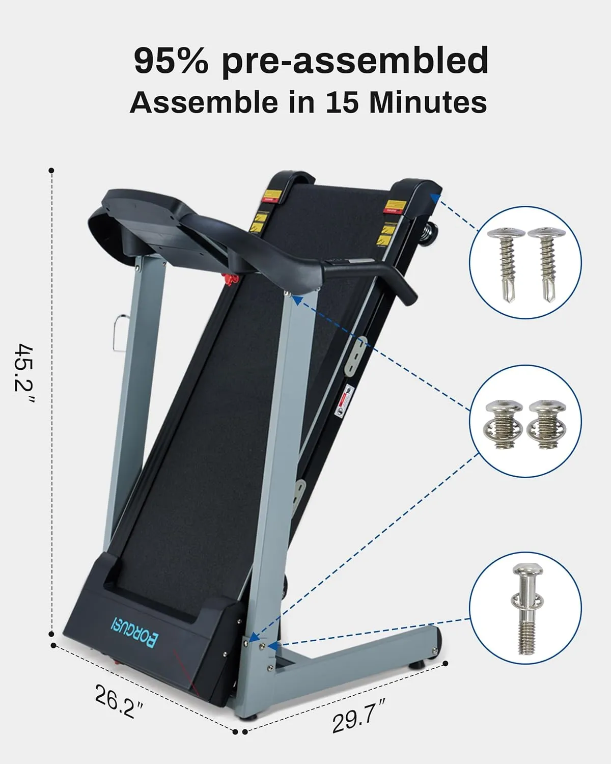 Auto Incline Treadmill with 300 LBS Capacity, 17.5" Wide 3 HP Folding Electric Treadmill Max 8.5 MPH Speed, Running Machine with Bluetooth Speaker & LCD Display for Home Use