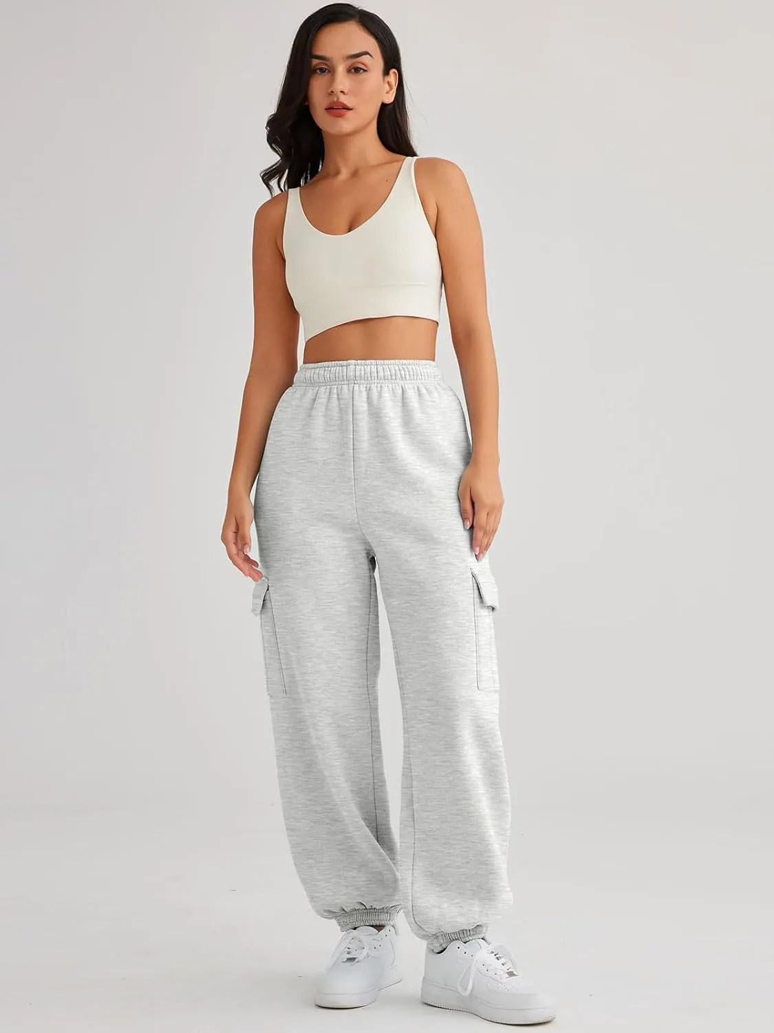 AUTOMET Womens Cargo Sweatpants Oversized Fleece Joggers Fall Fashion Outfits Y2k Clothes 2025 with Pockets