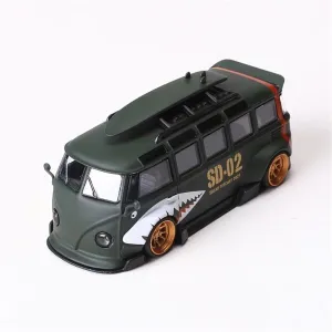 Automobile 1:64 Kombi LBWK T1 Bus Shark Mouth Painting Diecast Alloy Model Car for Collection and Display Supercar