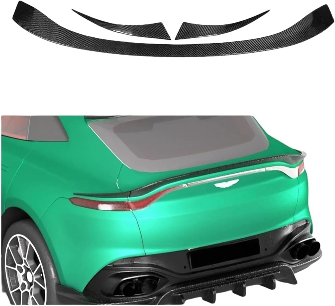 AX Style Three-Section Mid-Wing Compatible for Aston Martin DBX 2021-2024 Real Dry Carbon Fiber Rear Wing Tail Fixed Wings Spoiler(Dry Carbon Fiber)