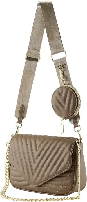 Ayliss Women Multipurpose Small/Medium Crossbody Bags Shoulder Handbag Coin Purse Trendy Clutch Evening Bag PU Leather Chain