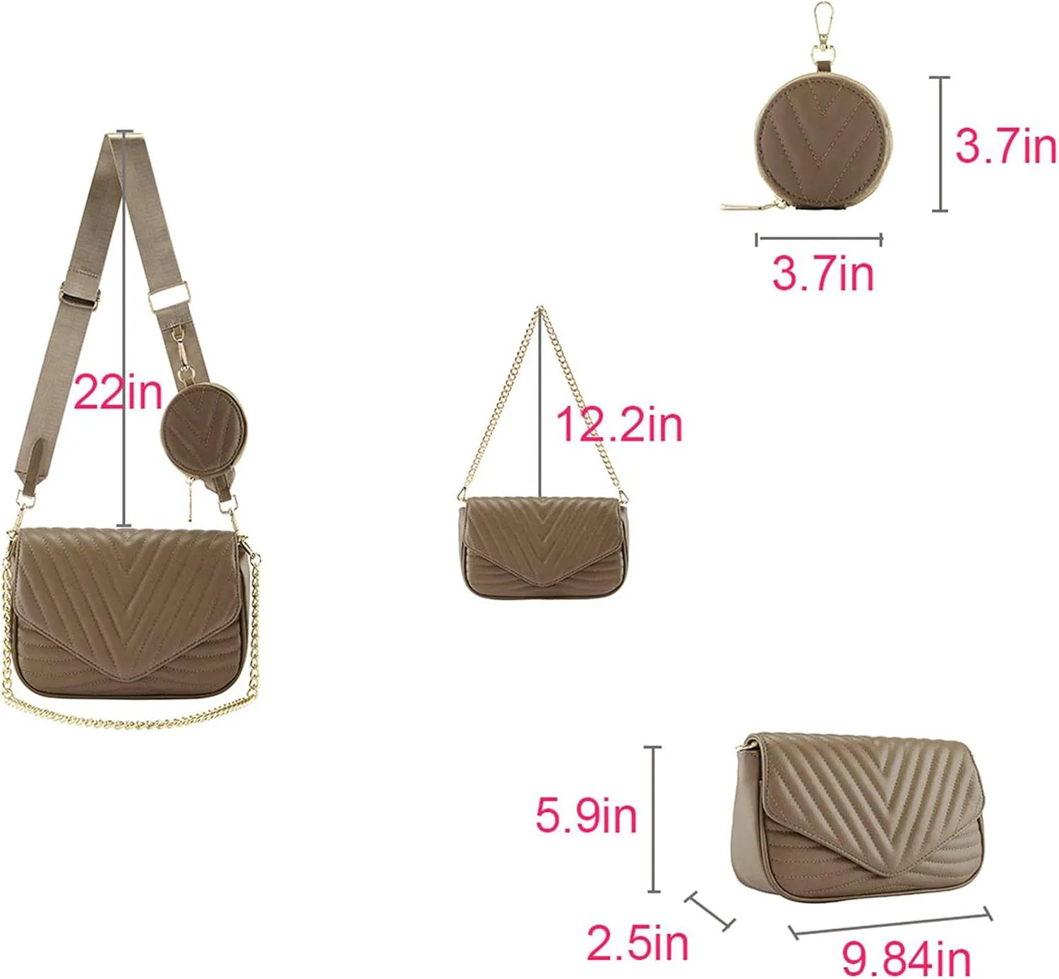 Ayliss Women Multipurpose Small/Medium Crossbody Bags Shoulder Handbag Coin Purse Trendy Clutch Evening Bag PU Leather Chain