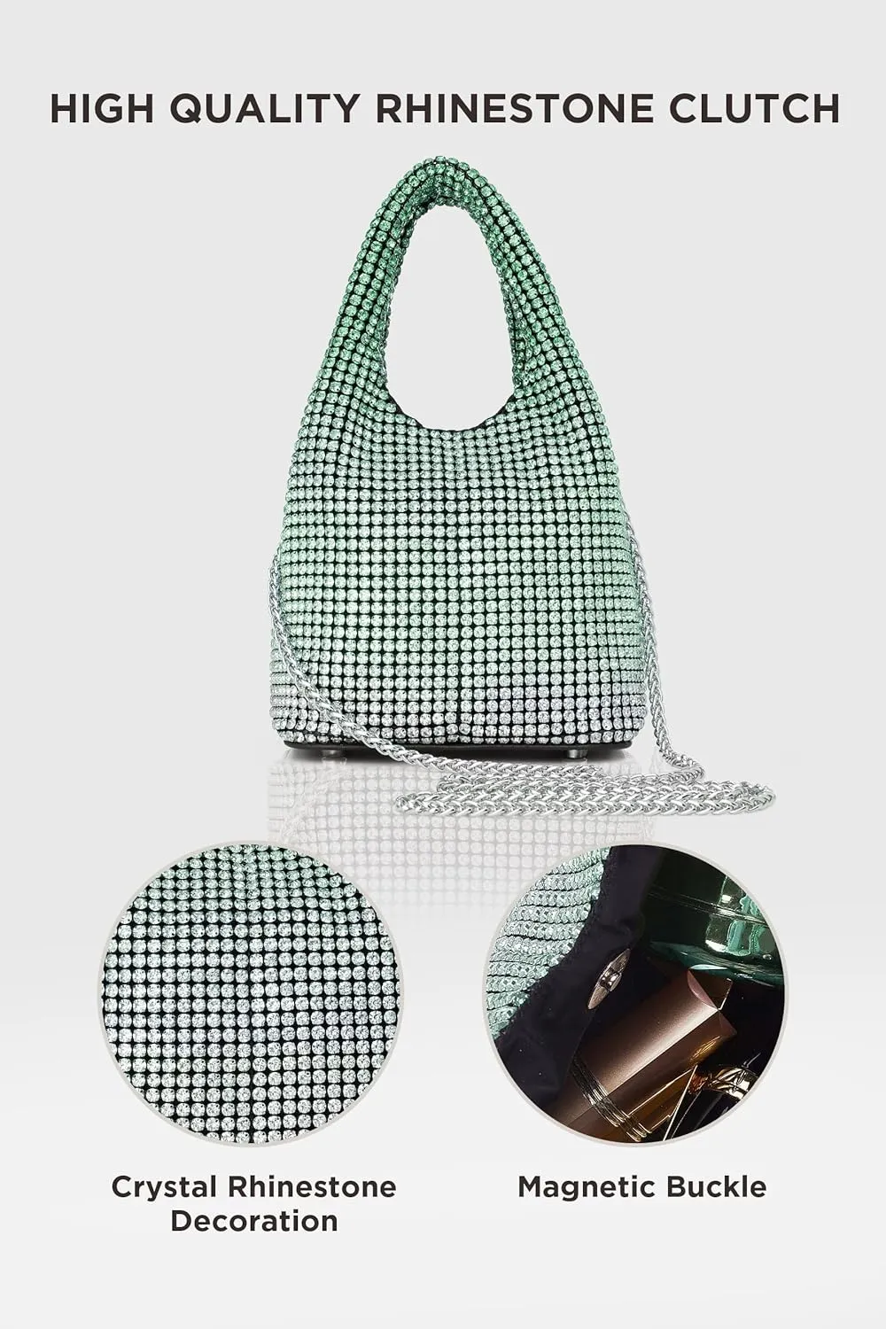 BABEYOND Clutch Purses for Women - Sparkly Evening Bags Glitter Rhinestone Portable Handbag for Party Prom Wedding