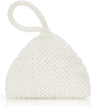 BABEYOND Pearl Clutch Purse Evening Bags for Women Elegant Triangle Purse for Wedding Bride Party Prom