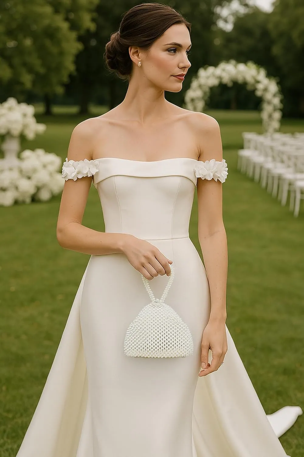 BABEYOND Pearl Clutch Purse Evening Bags for Women Elegant Triangle Purse for Wedding Bride Party Prom