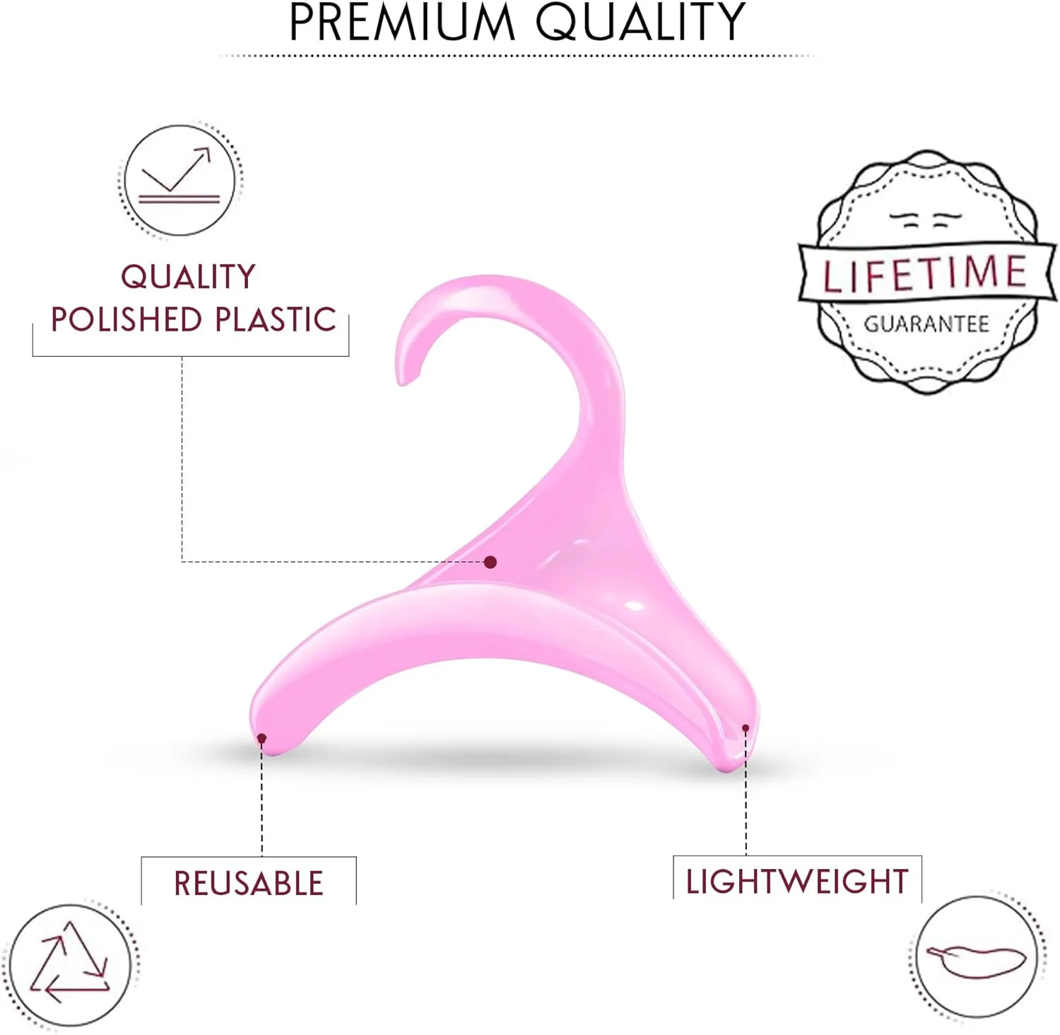 Bag-a-Vie Purse Hanger for Closet - Handbag Organizer Hooks for Hanging Bags & Purses, Protecting Bag Shape & Organizing Space (3 Hanger, Pink Plastic)
